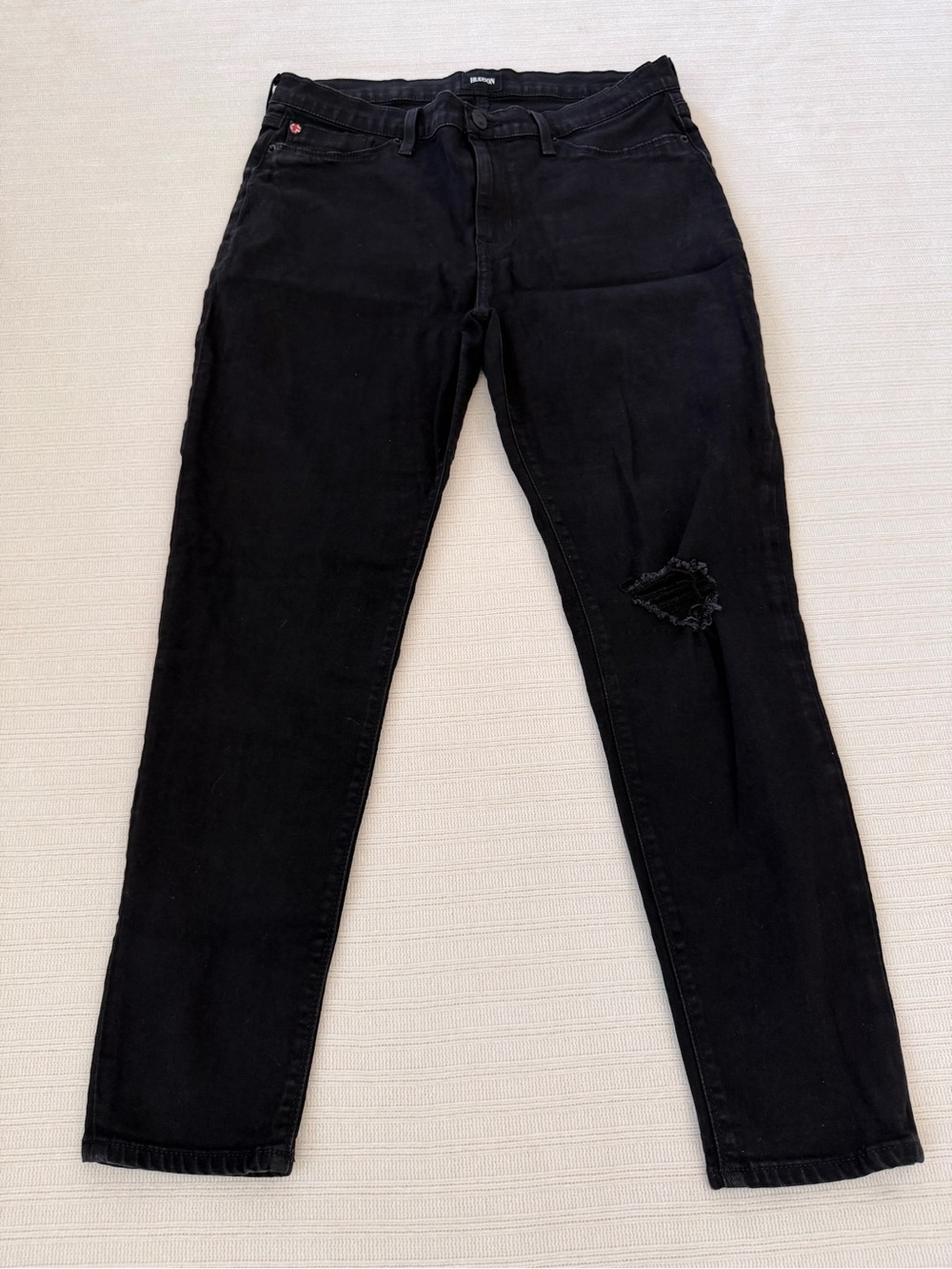 Hudson Natalie Mid Rise Super Skinny Distressed Jeans Black Size 31 BeS2